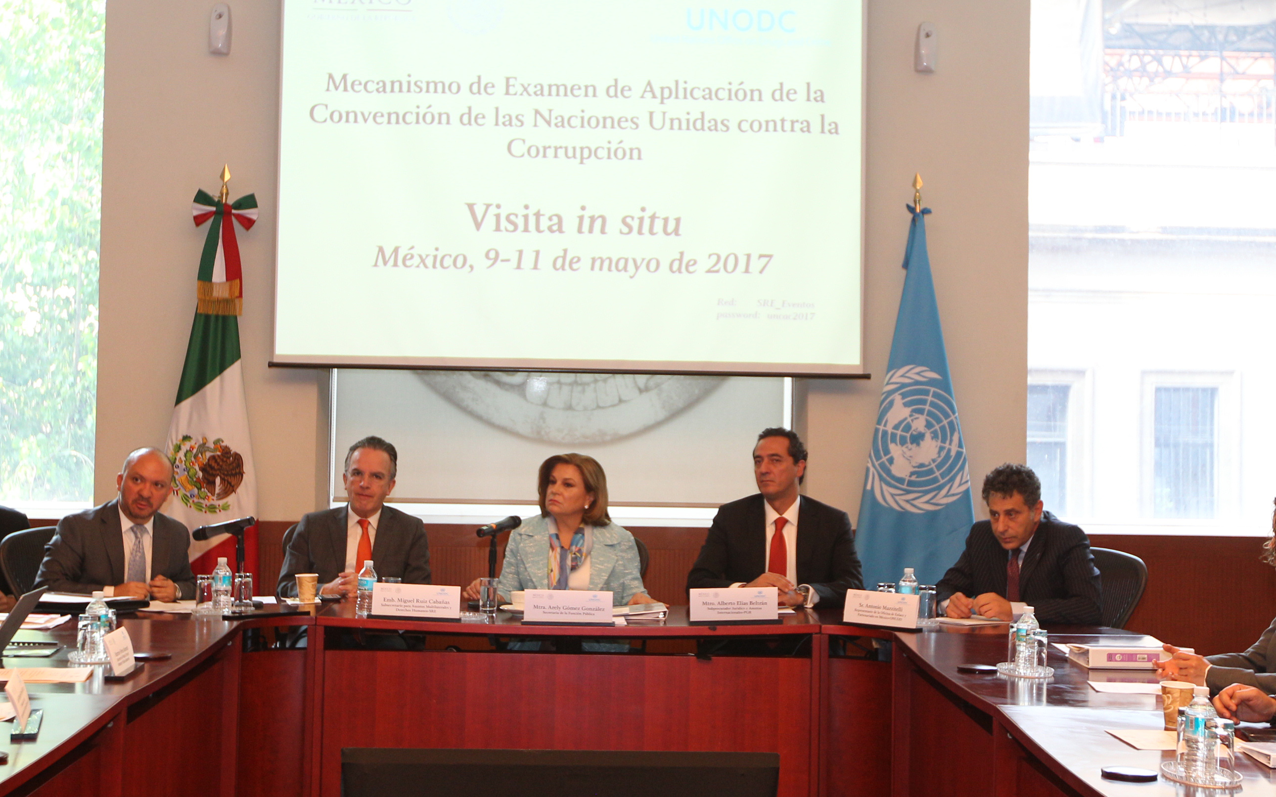 Ceremonia inaugural de la Visita in situ a México, como parte de Mecanismo de Examen de Aplicación de la Convención de las Naciones Unidas contra la Corrupción