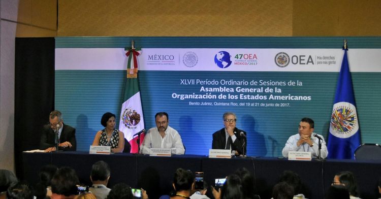Press conference at the 47th OAS General Assembly