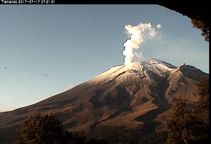 En las últimas 24 horas, por medio de los sistemas de monitoreo del volcán Popocatépetl, se identificaron 70 exhalaciones de baja intensidad, acompañadas por vapor de agua y gases.