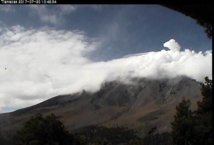 En las últimas 24 horas, por medio de los sistemas de monitoreo del volcán Popocatépetl, se identificaron 29 exhalaciones de baja intensidad.