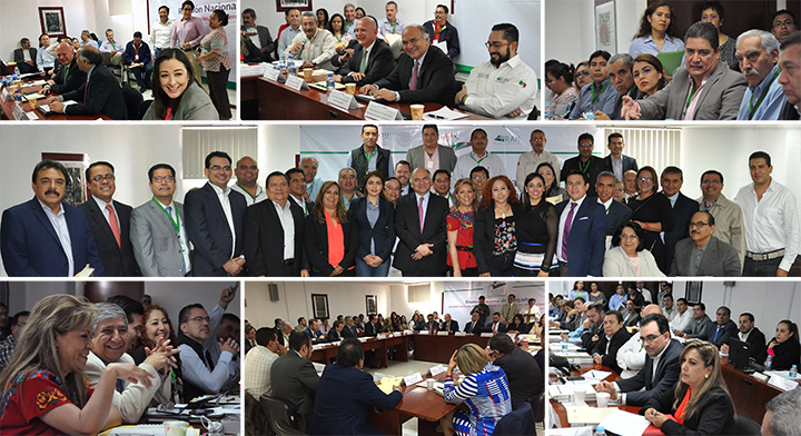 Collage de imágenes durante la Reunión Nacional de Delegados en la Ciudad de México.