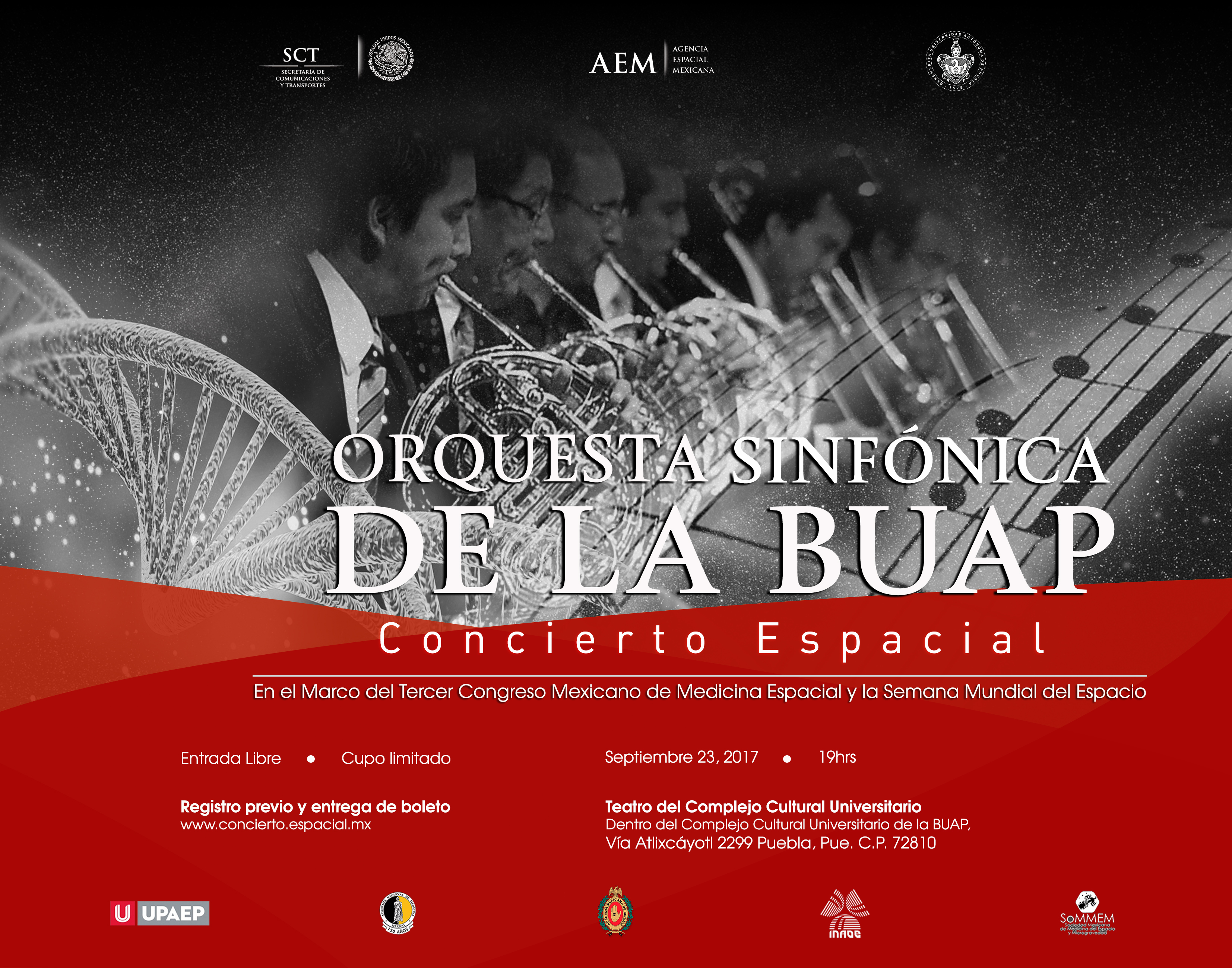 Realizarán concierto sinfónico espacial como actividad previa del Tercer Congreso Mexicano de Medicina Espacial y la Semana Mundial del Espacio de la ONU