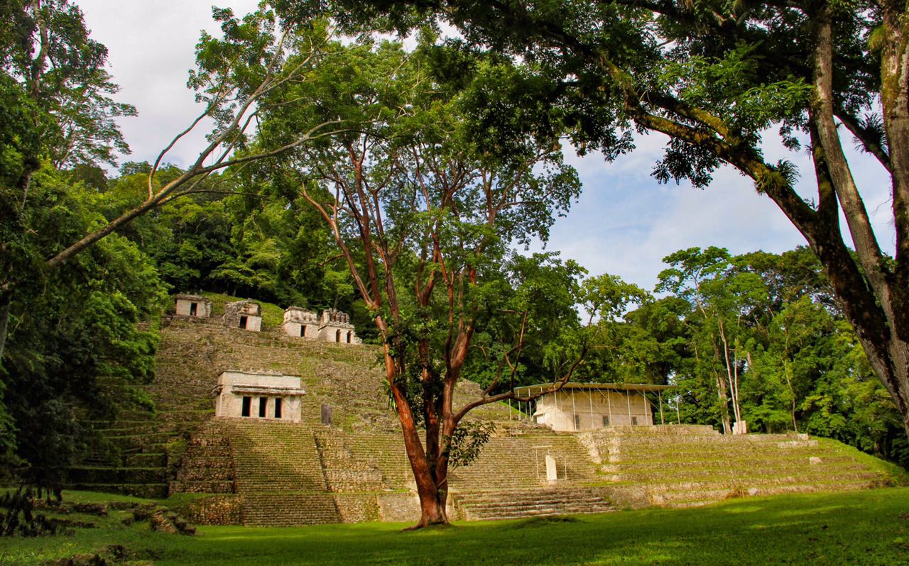 Vista general del sitio arqueológico Bonampak, Chiapas