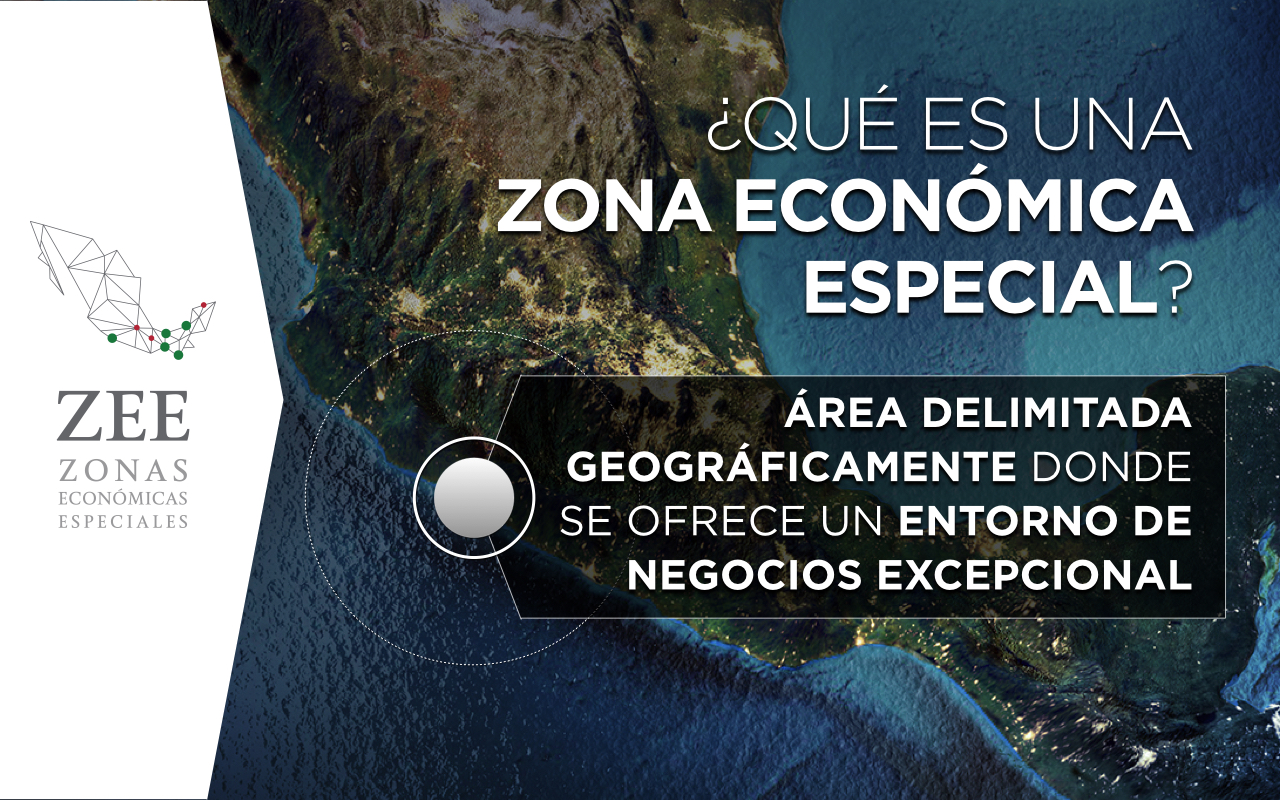Mapa de la República Mexicana con texto explicatorio de lo que es una Zona Económica Especial 