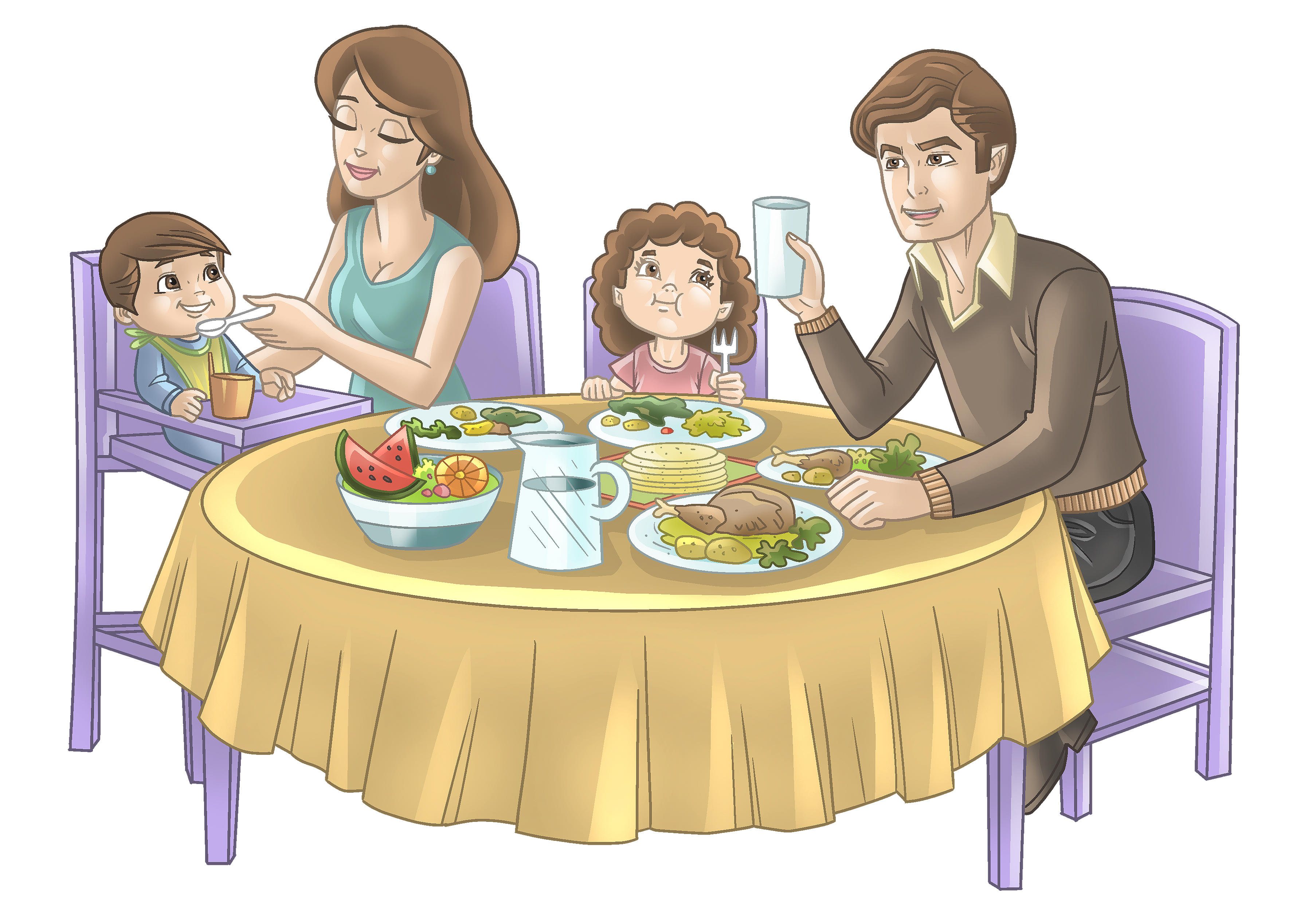 Почему дети любили ужинать со взрослыми. Обед иллюстрация. Ужинают клипарт. Обедать картинки для детей. Семейный обед рисунок.