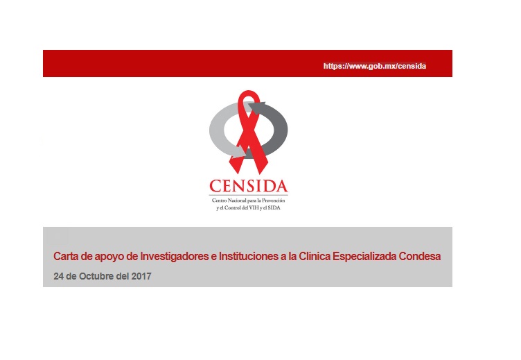 Carta de apoyo de investigadores e instituciones a la clínica Condesa