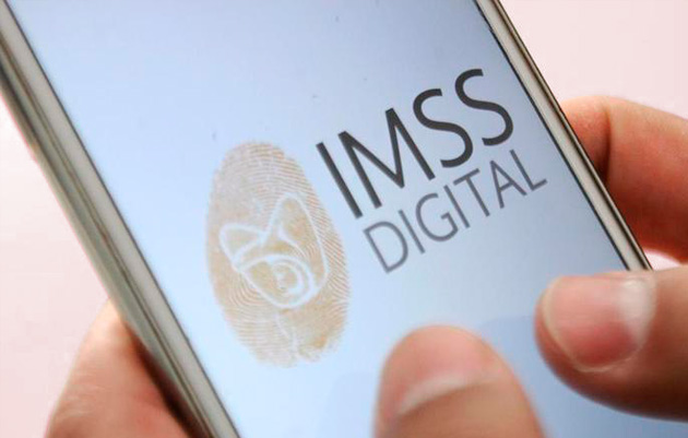 Ilustración de teléfono celular con logotipo de IMSS DIGITAL