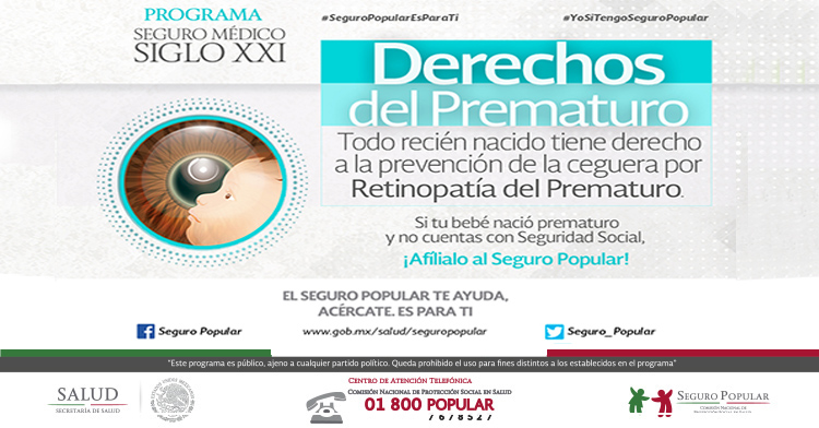Derechos del Prematuro, todo recién nacido tiene derecho  la prevención de la ceguera por Retinopatía del Prematuro.