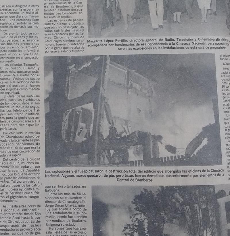 El Universal, 24 de marzo de 1982, Incendio de la Cineteca Nacional 