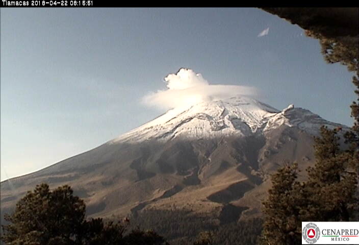 En las últimas 24 horas, por medio de los sistemas de monitoreo del volcán Popocatépetl, se identificaron 50 exhalaciones y un sismo volcanotectónico ayer a las 18:44 horas con magnitud Mc 2.8