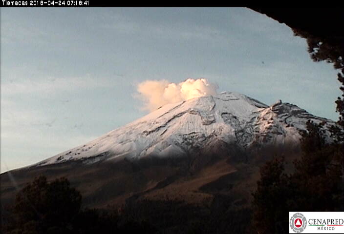 En las últimas 24 horas, por medio de los sistemas de monitoreo del volcán Popocatépetl, se identificaron 77 exhalaciones de baja intensidad acompañadas de vapor de agua, gas y ligeras cantidades de ceniza. Se presentaron 6 explosiones y 5 VT's.
