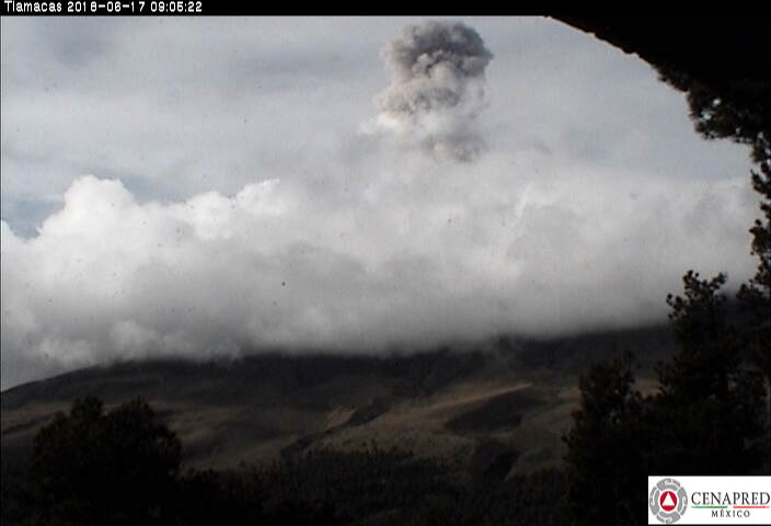 En las últimas 24 horas, por medio de los sistemas de monitoreo del volcán Popocatépetl, se identificaron 121 exhalaciones de baja intensidad, posiblemente acompañadas de vapor de agua y gas