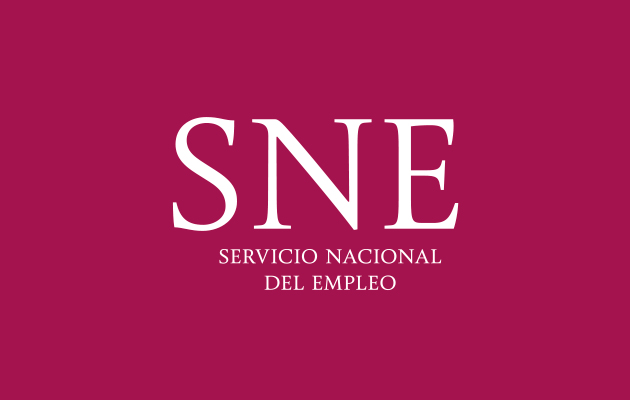 Imagen con el logotipo del Servicio Nacional del Empleo (SNE) sobre un fondo morado