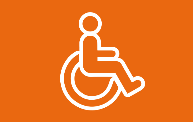 Ilustración que contiene la figura de una persona discapacitada 