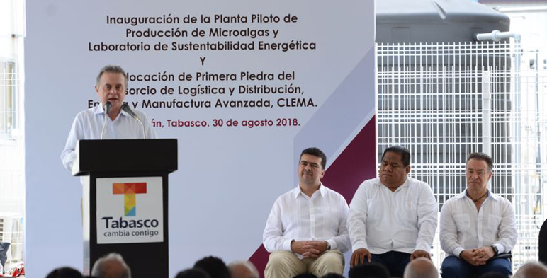 Intervención del Secretario de Energía, Pedro Joaquin Coldwell, durante la inauguración de la Planta Piloto de Producción de Microalgas y Laboratorio de Sustentabilidad Energética en Tabasco
