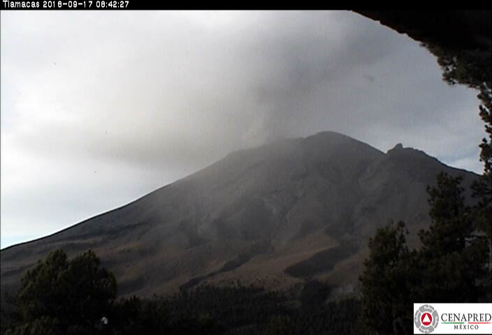 En las últimas 24 horas, por medio de los sistemas de monitoreo del volcán Popocatépetl se identificaron 64 exhalaciones acompañadas de vapor de agua, gas y ligeras cantidades de ceniza. Dos explosiones y tres VT's.