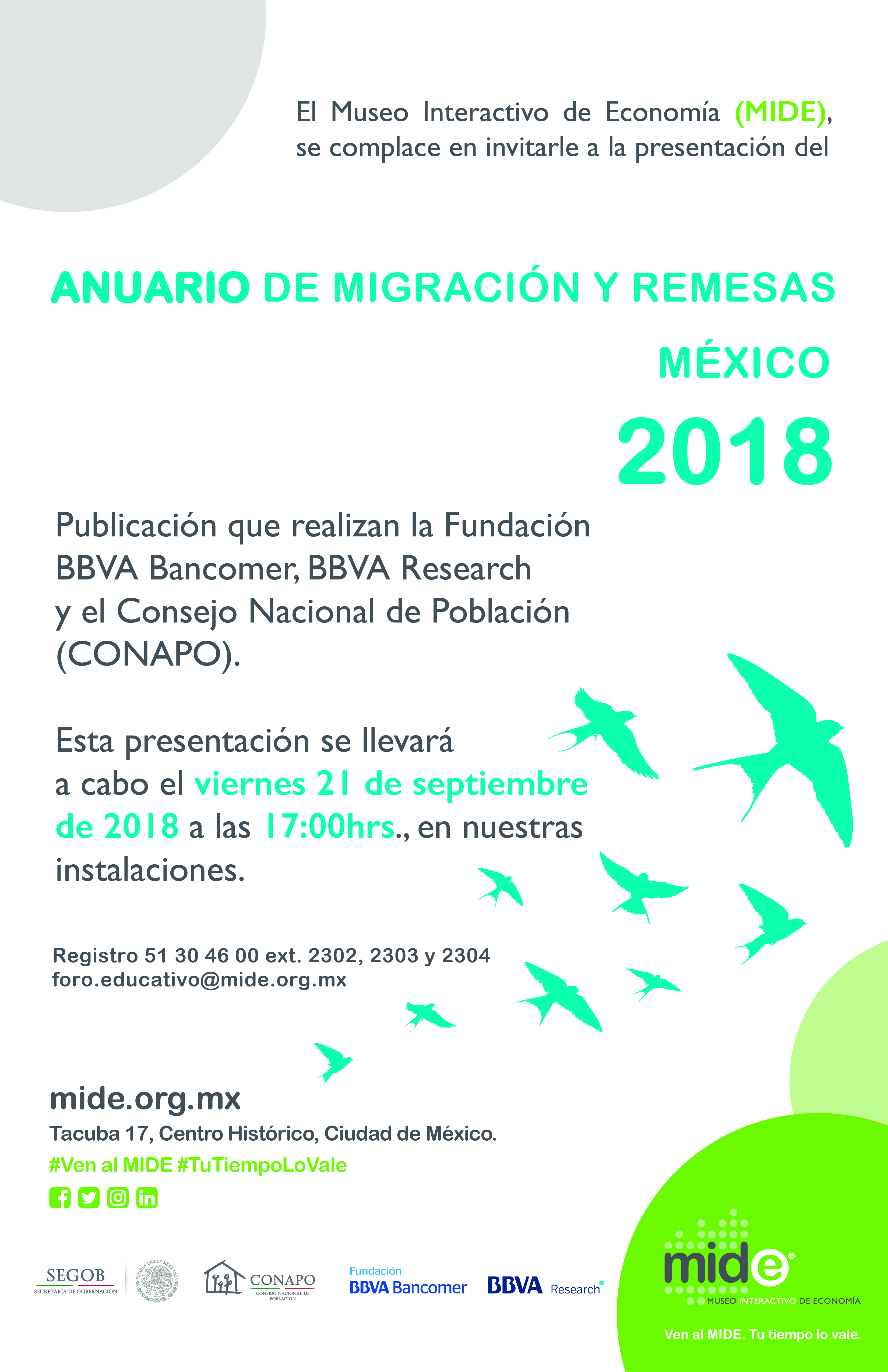 Invitación Anuario de migración y remesas 2018. MIDE