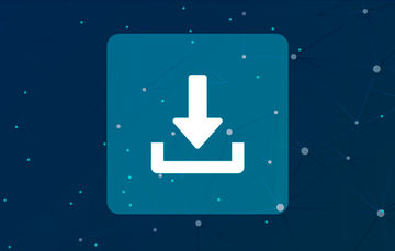 Imagen con fondo azul mostrando el icono de descarga 