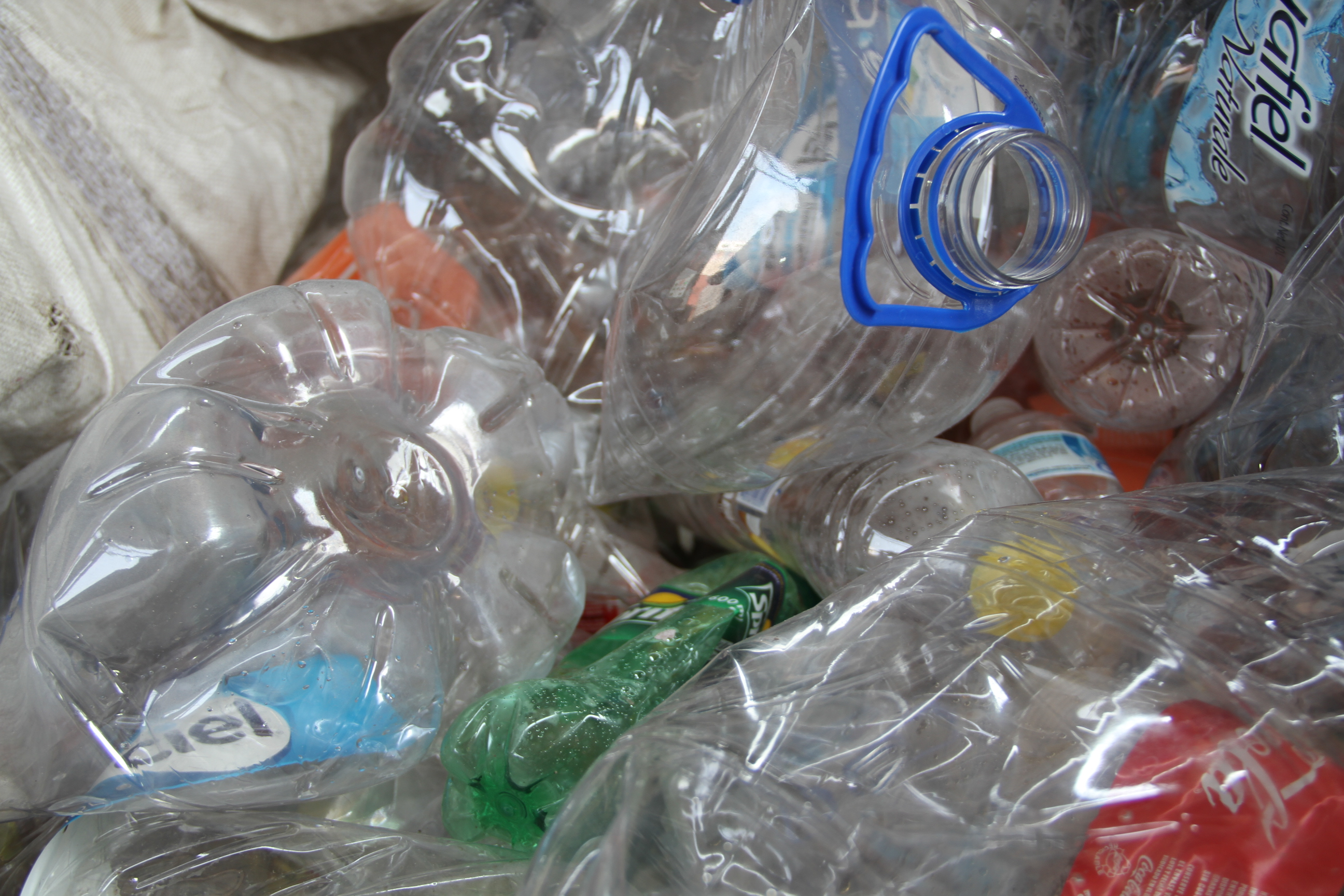Vista detallada de envases de plástico