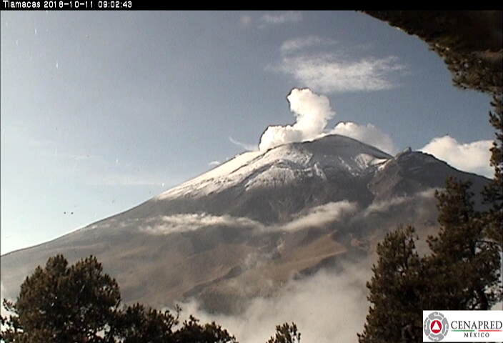 En las últimas 24 horas, por medio de los sistemas de monitoreo del volcán Popocatépetl, se identificaron 411 exhalaciones acompañadas de vapor de agua, gas y ceniza. También se registraron 3 explosiones el día de ayer.