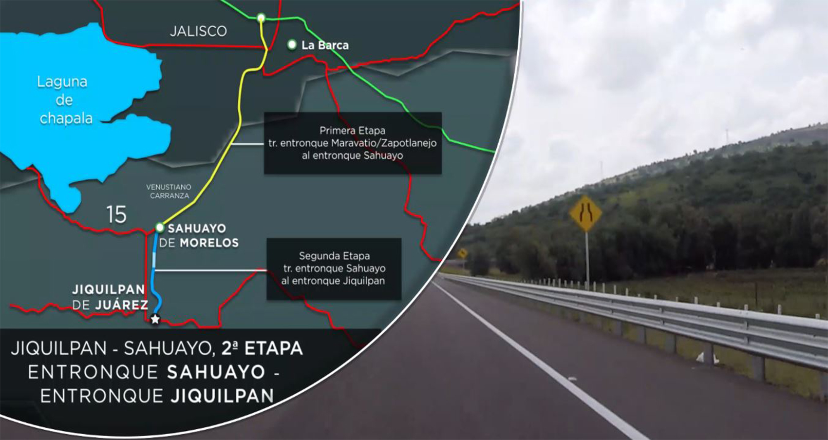 La segunda etapa de la carretera Jiquilpan-Sahuayo une a los estados de #Michoacán y #Jalisco beneficiando a los productores agrícolas, avícolas y porcinos, ubicados en ambos lados del Río Santiago.