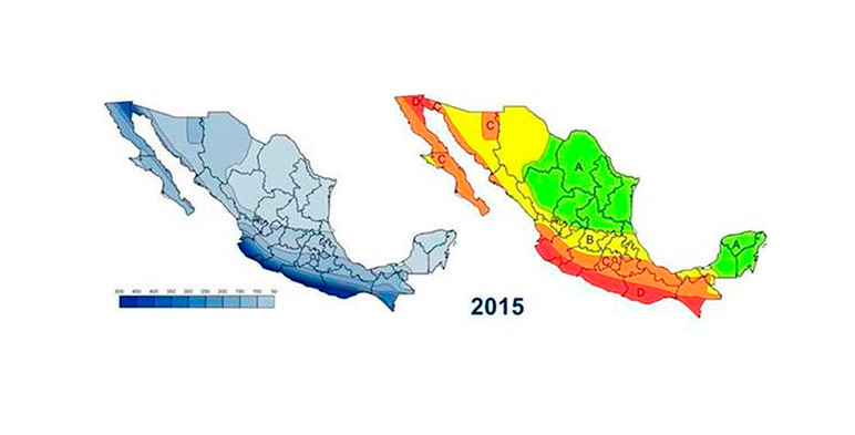 Mapa de localización de los sismos más importantes en México.