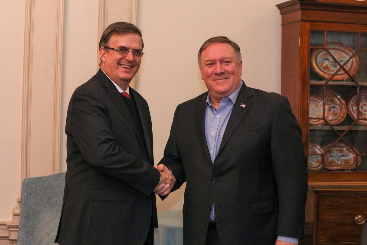 El Secretario de Relaciones Exteriores, Marcelo Ebrard Casaubón se reunió en Washington, D.C. con el Secretario de Estado de Estados Unidos, Mike Pompeo 