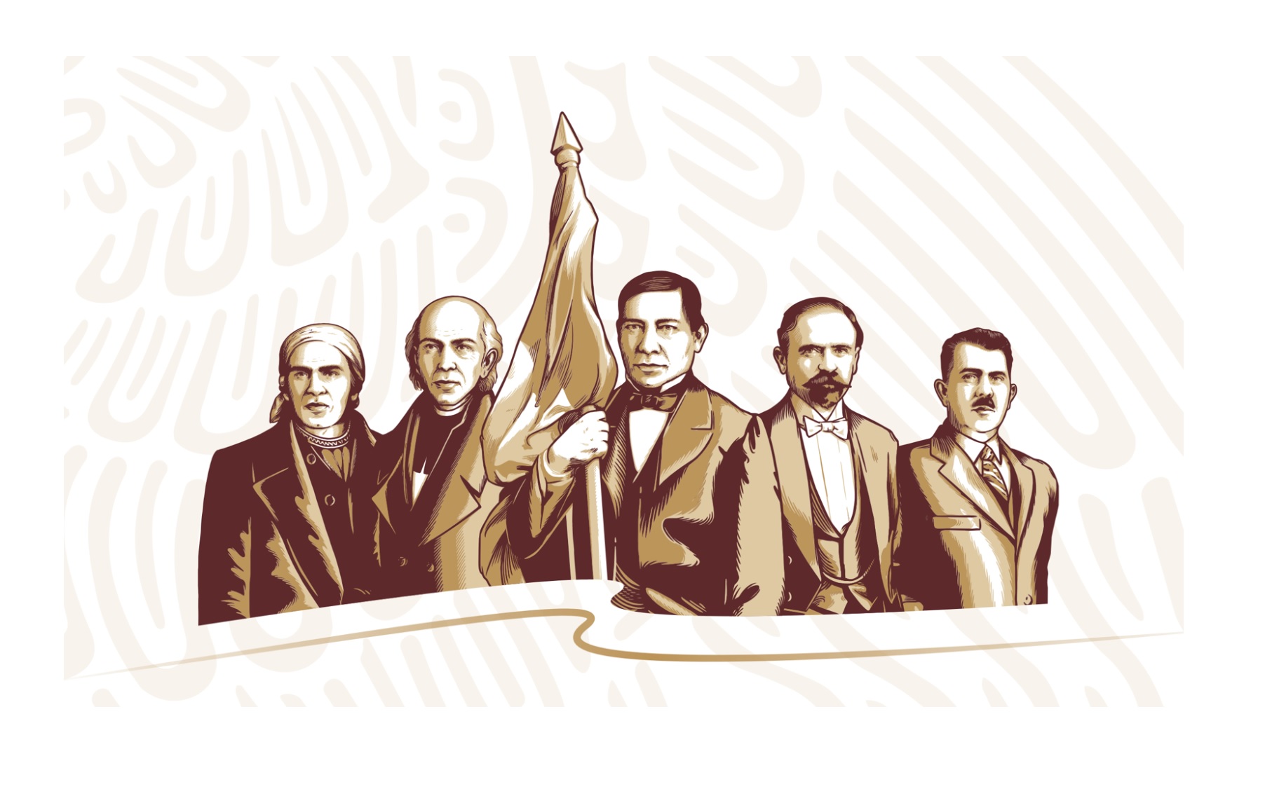 Cinco héroes de nuestra historia encabezan la imagen del gobierno