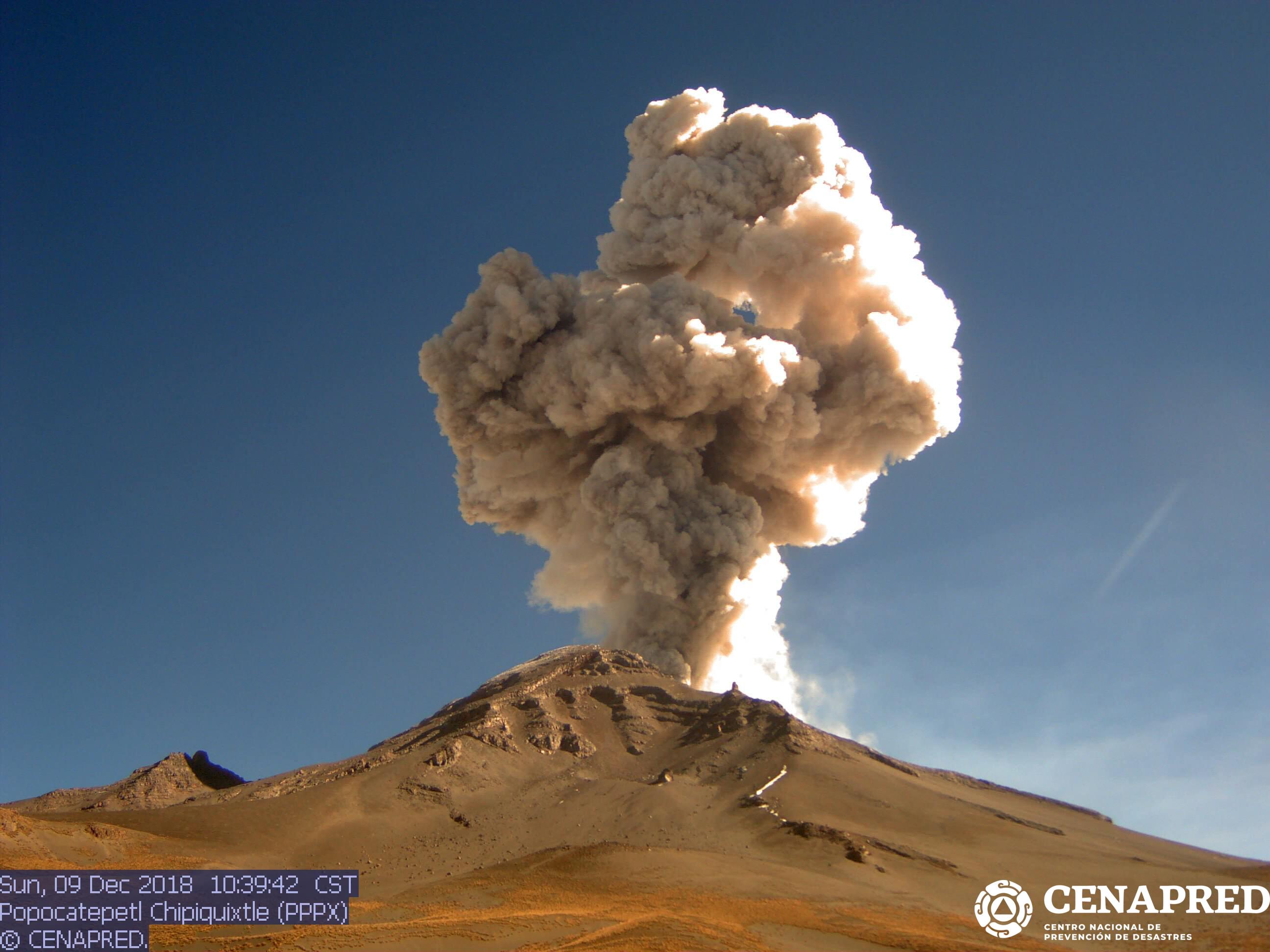 En las últimas 24 horas, por medio de los sistemas de monitoreo del volcán Popocatépetl, se identificaron 55 exhalaciones de baja intensidad, acompañadas de vapor de agua y gas; asimismo se registraron 4 explosiones.