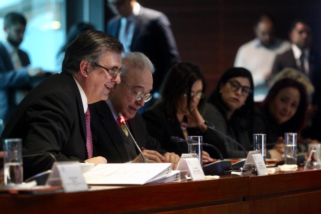 canciller Marcelo Ebrard en la Reunión de Trabajo de las Comisiones Unidas de Relaciones Exteriores del Senado de la República