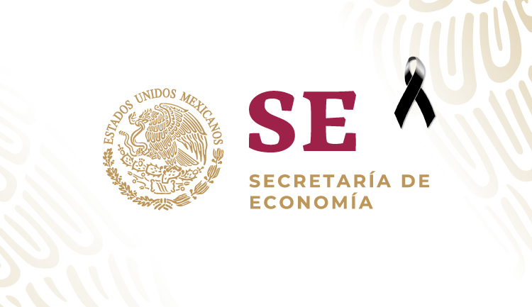 Imagen logo de la Secretaría de Economía con moño negro en indicación de luto