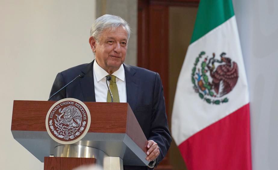 Presidente Andrés Manuel López Obrador durante el anuncio de la nueva política de Salarios Mínimos