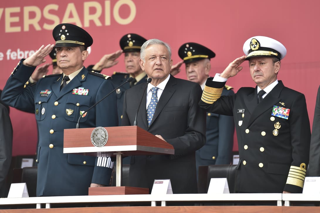 El presidente de México, Andrés Manuel López Obrador, durante el 106 aniversario de la Marcha de la Lealtad