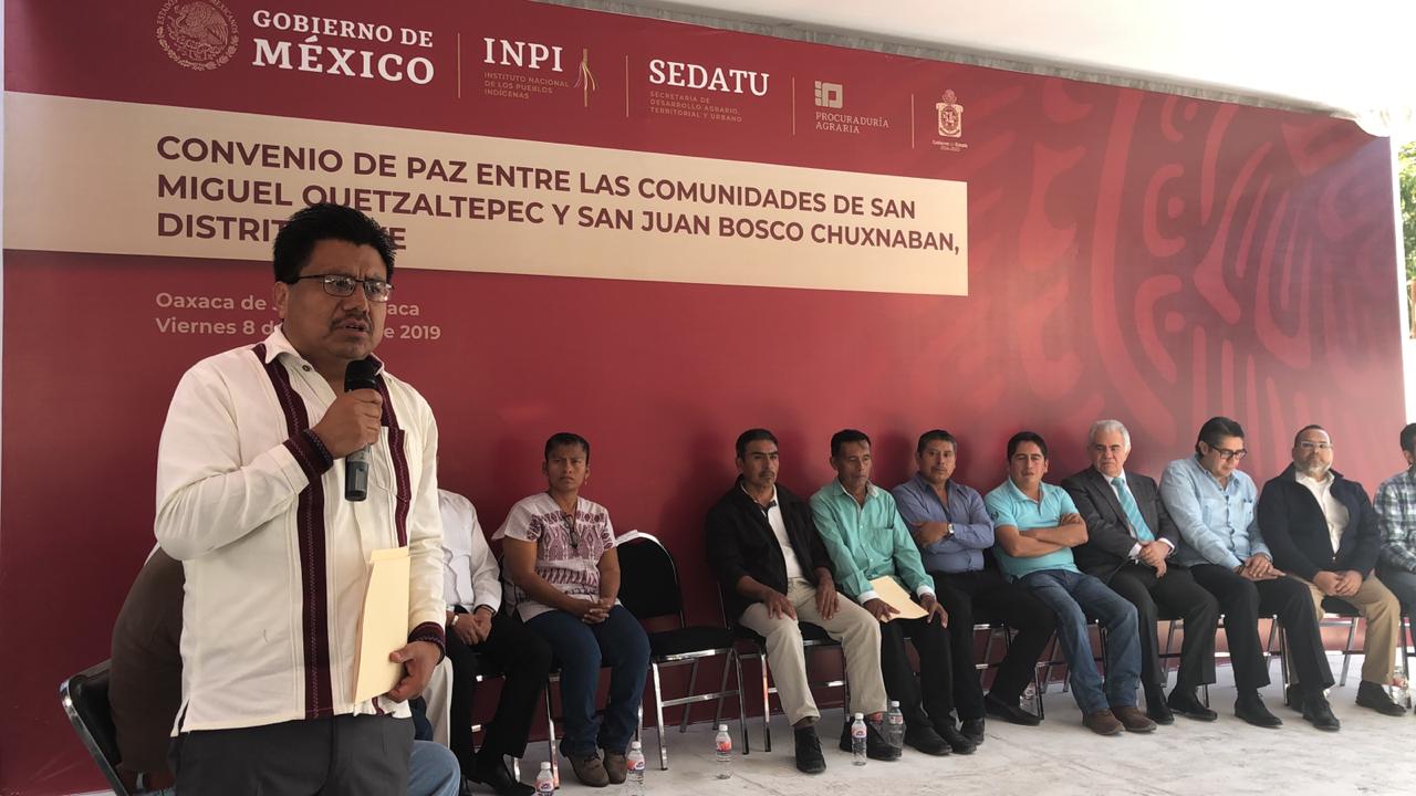 Firman acuerdo de paz Quetzaltepec y Chuxnaban, Mixe.