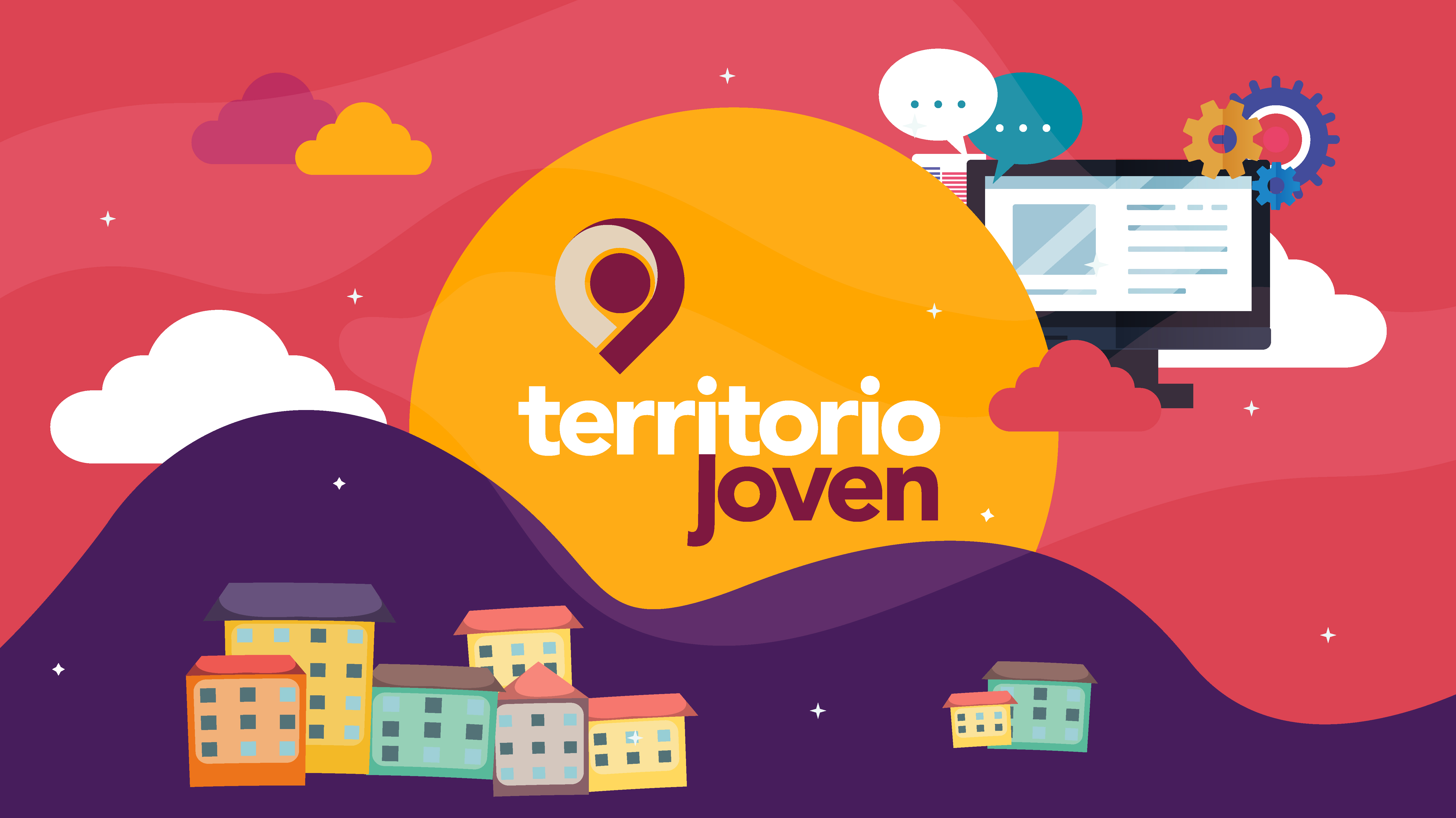 Logotipo e ilustración del programa Centros Territorio Joven, espacios para las y los jóvenes en diversos puntos de México