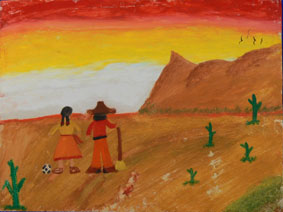 Dibujo de Yahad Ahuic Salazar Barrios, ganador Categoría B del XIV Concurso Nacional de Dibujo Infantil y Juvenil 2006
"Pintemos un México con equidad"
