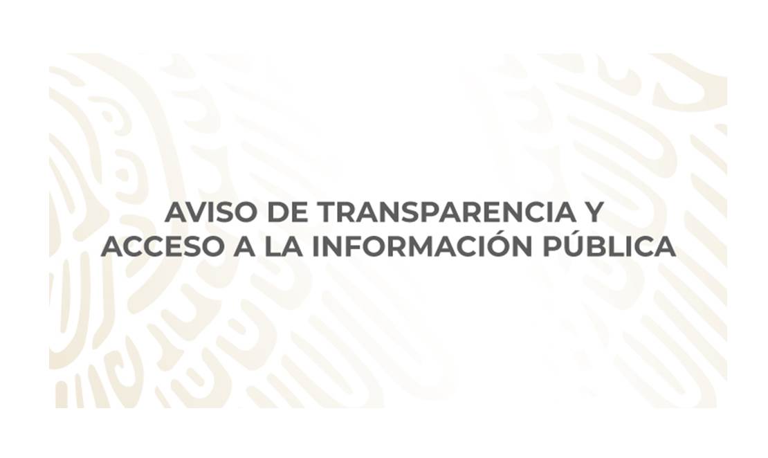 Cuadro de texto con la leyenda "Aviso de transparencia y acceso a la información pública"
