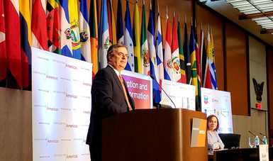 Foreign Secretary Marcelo Ebrard speaks at 49th Washington Conference on the Americas