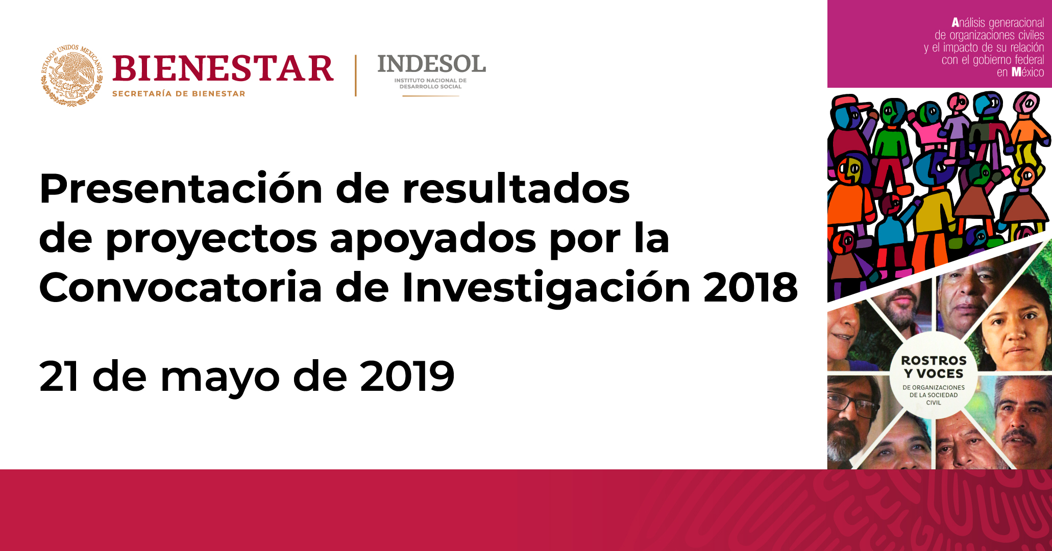 Invitación del Indesol a la Presentación de resultados de proyectos apoyados por la Convocatoria de Investigación 2018