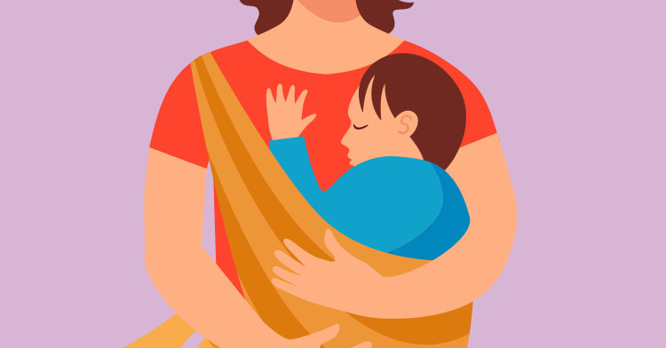 Ilustración de mamá con bebé.