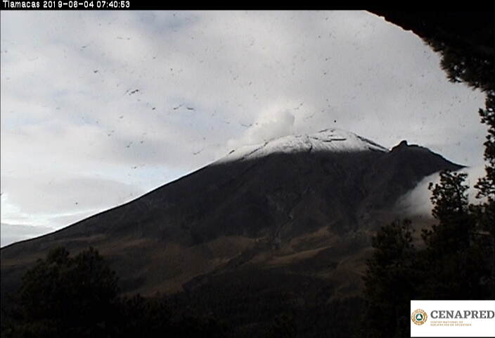 En las últimas 24 horas por medio de los sistemas de monitoreo del volcán Popocatépetl, se identificaron 67 exhalaciones. Además se presentaron tres sismos registrados y 55 minutos de tremor