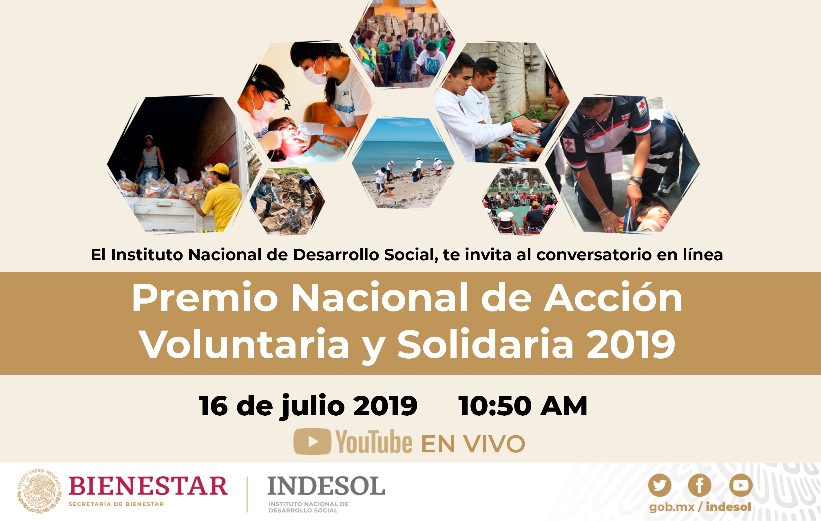 Banner de Conversatorio sobre el Premio Nacional de Acción Voluntaria y Solidaria 2019