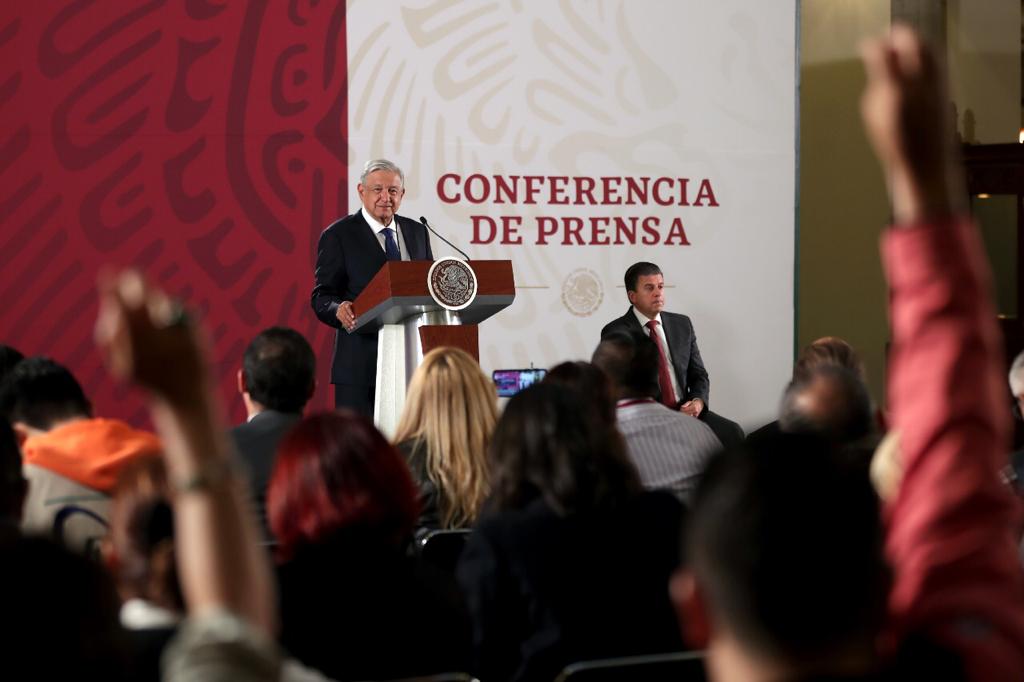 El presidente de México, Andrés Manuel López Obrador, durante la conferencia matutina de hoy desde Palacio Nacional.