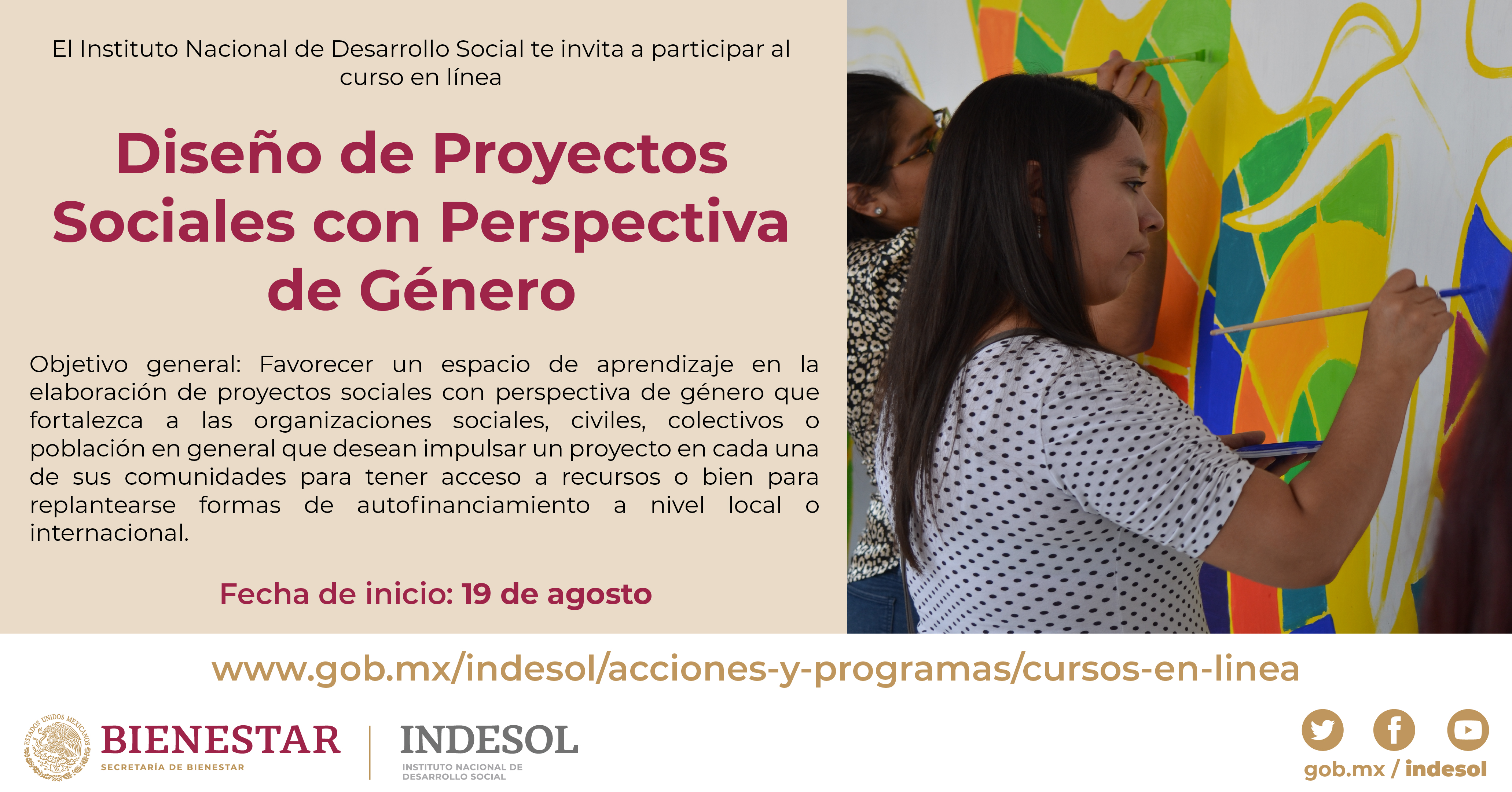 Banner invitación al curso en línea Diseño de Proyectos Sociales con Perspectiva de Género