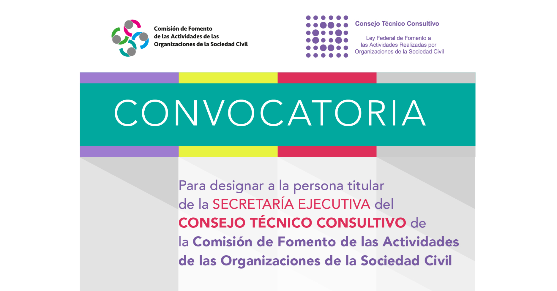 Banner invitación Convocatoria para designar a la persona titular de la Secretaría Ejecutiva del Consejo Técnico Consultivo