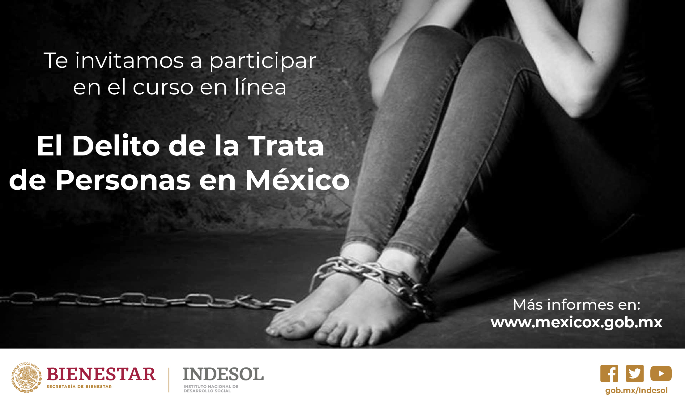 Banner invitación al curso en línea El Delito de la Trata de Personas en México
