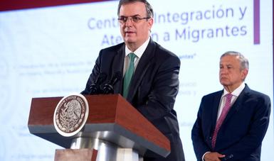 Foreign Secretary Marcelo Ebrard gives progress report on development plan and migration