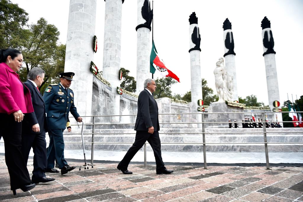 El presidente de México, Andrés Manuel López Obrador, durante el 172 Aniversario de la Gesta Heroica de los Niños Héroes, desde el Castillo de Chapultepec.