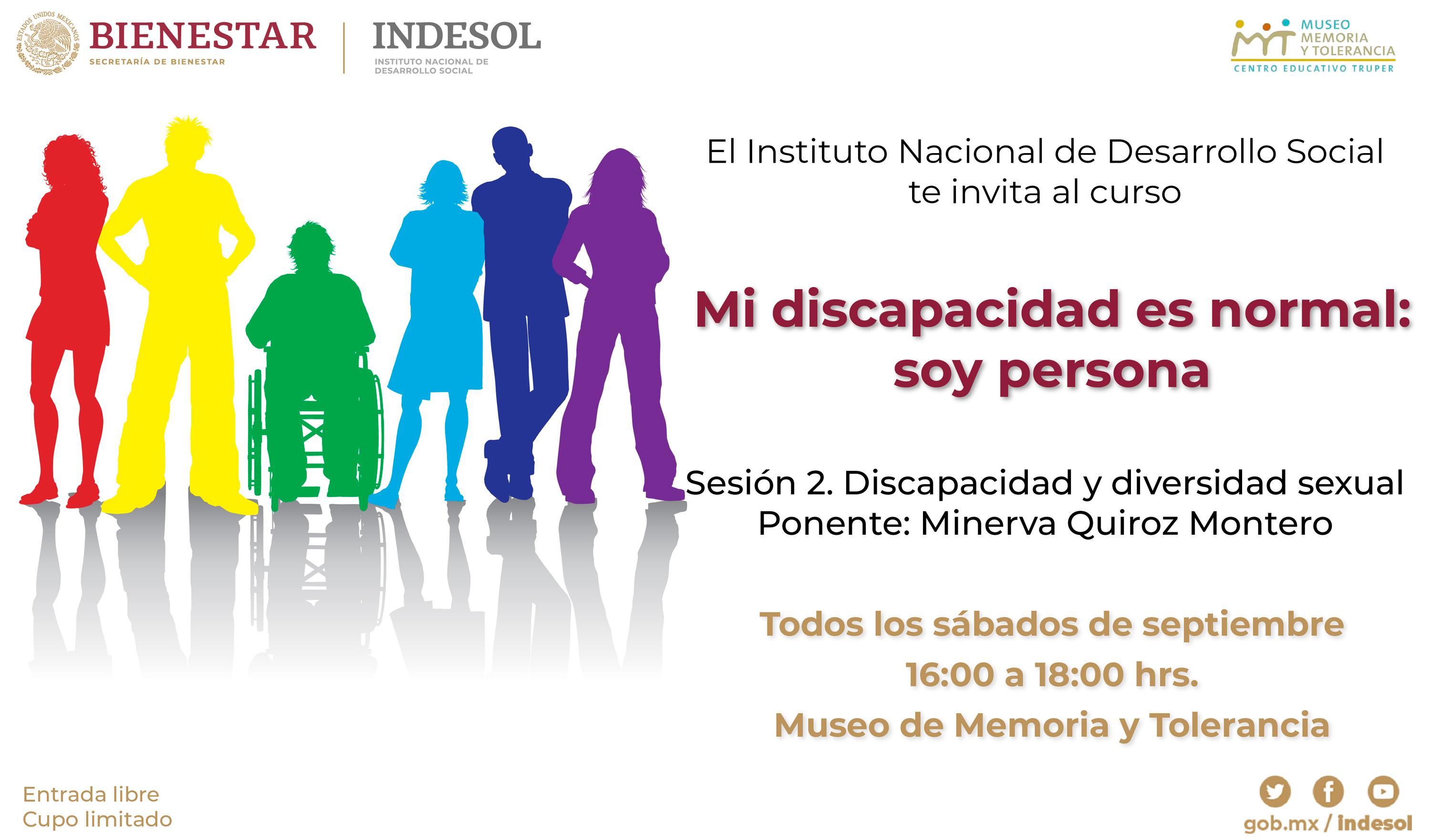 Banner curso Memoria y Tolerancia "Mi discapacidad es normal: soy persona"