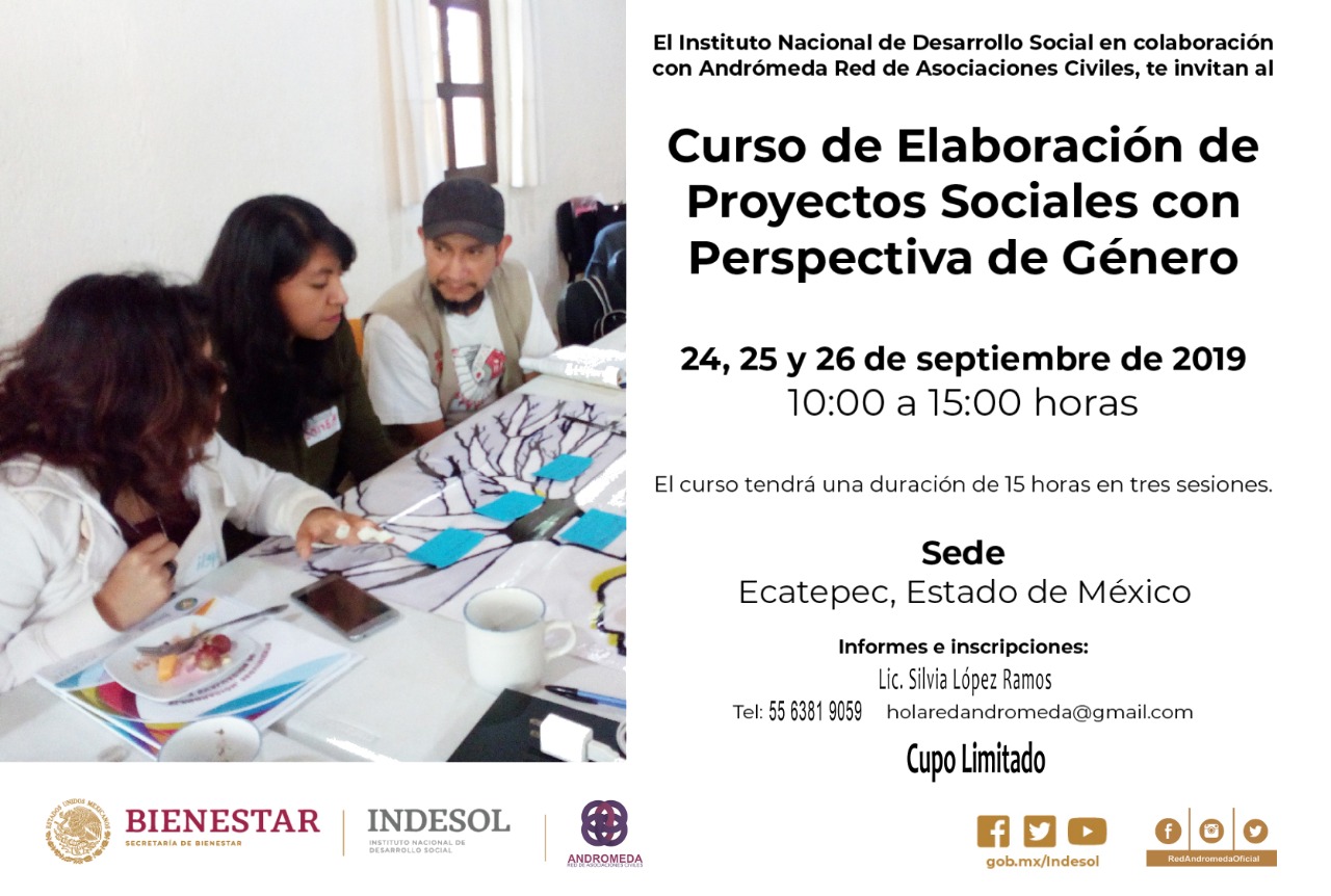 Banner invitación al Curso de Elaboración de Proyectos Sociales con Perspectiva de Género